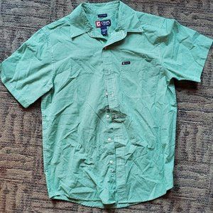 Chaps Mens Button Down Shirt Easy Care Short Sleeve Size Medium Green